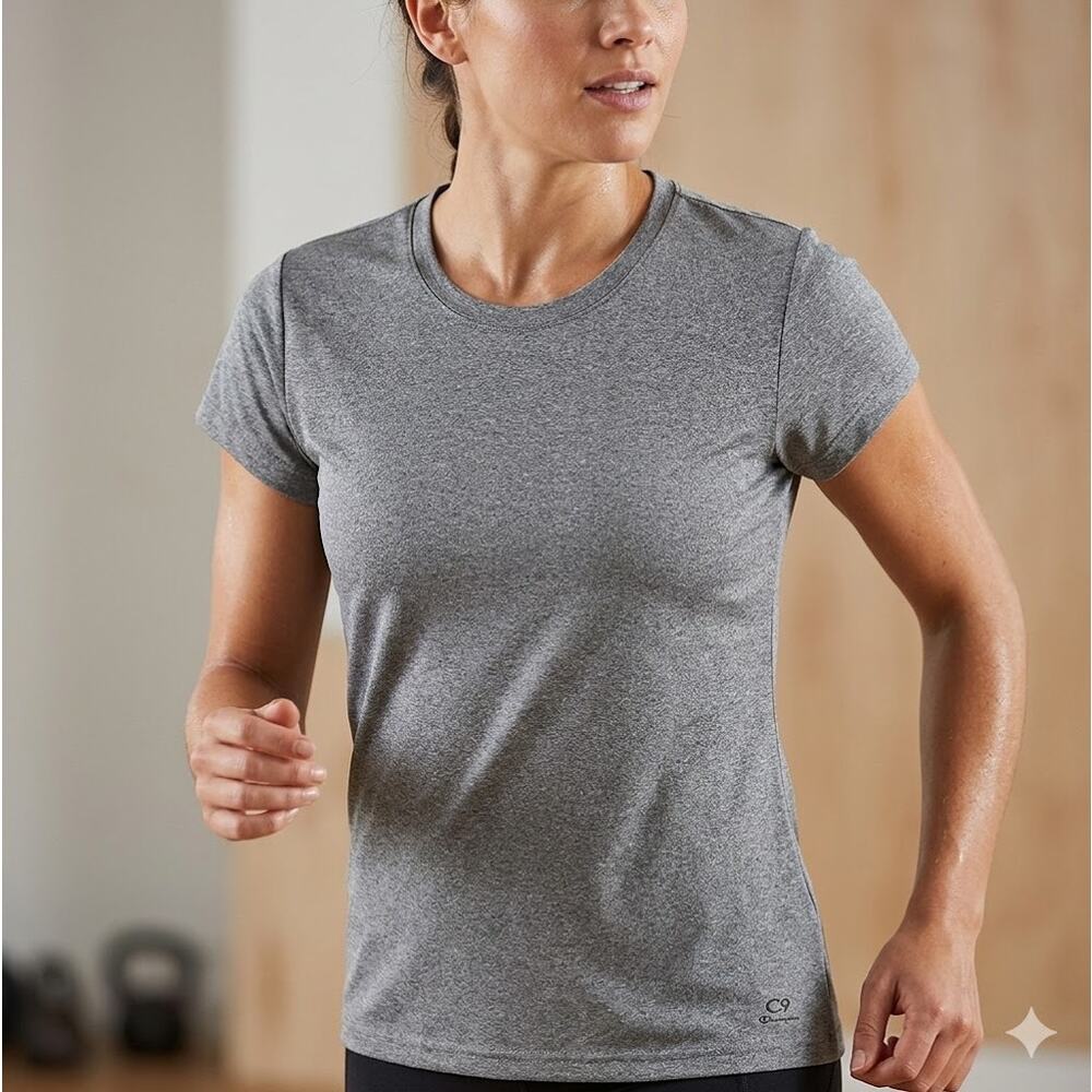 C9 By Champion Heather Gray Duo Dry Training Tee Athletic Women's Size L